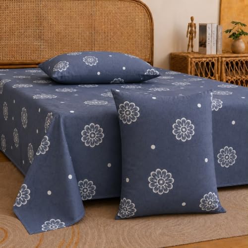 Image of Castiqa Elastic Fitted Supersoft Premium Polycotton 200TC King Size Bedsheets with 2 Pillow Covers | No Slip Bedsheet | (Gray SnFloral, King (72x78 Upto 10 inch Mattress))