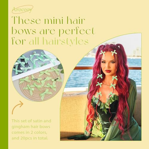 20 piezas pinzas lazo para cabello color verde miniatura 3