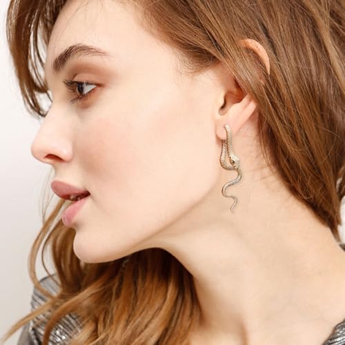 Vintage Goth Snake Earrings - Gold & Silver Snake Statement Jewelry for Women's Halloween2