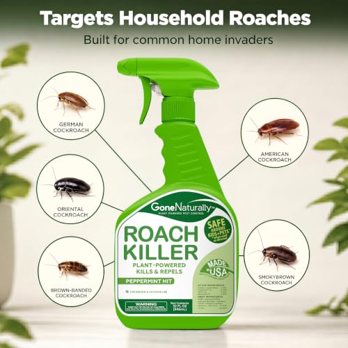 Image of Roach Killer - Peppermint Oil Roach Spray for Indoor Infestation & Outdoor Use - Cockroach Killer & Roach Repellent for Home - Safe Around Kids & Pets Pest Control (32oz)
