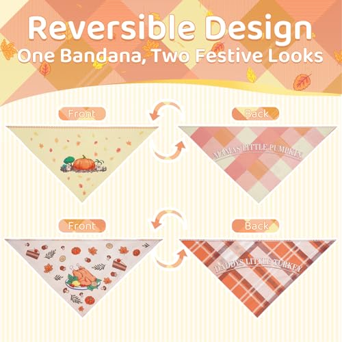 50% Off Thanksgiving Dog Bandanas 2-Pack, Reversible & Adjustable - Image 3
