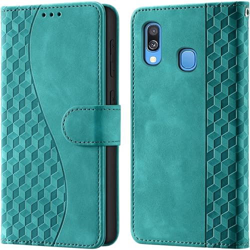 Handyhülle für Samsung Galaxy A40 Leder Wallet RFID hüllen Türkis