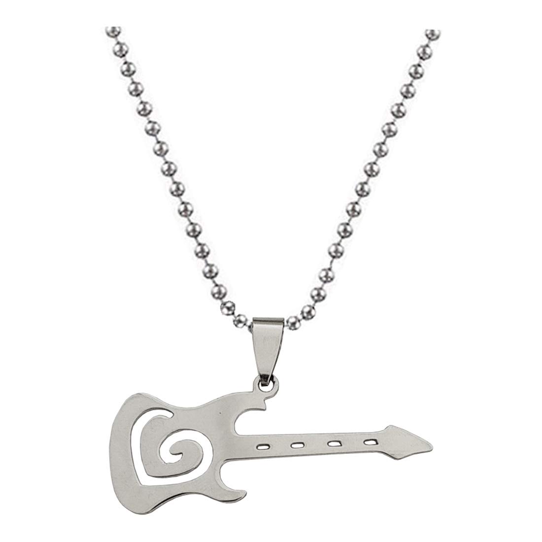 Rock Electric Guitar Acoustic Charm Music Player Musical Instrument Jazz Hip Hop Music Style Silver Stainless Steel Necklace Pendant for Men and Women