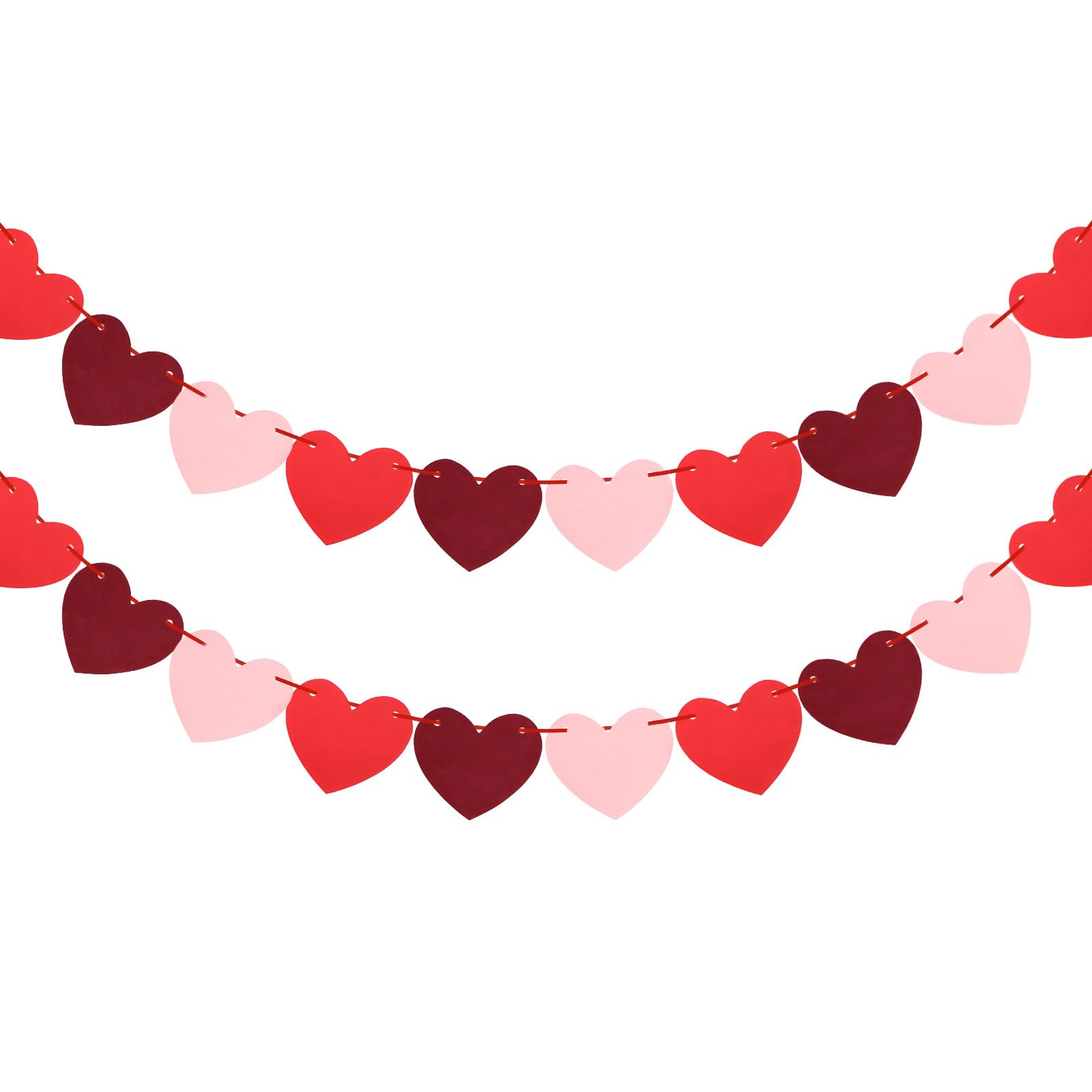 Valentines Bunting, Valentines Day Decoration Banner, Red and Pink Heart Shape Hanging Decoration