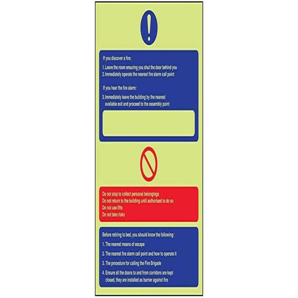 V Safety Glow In The Dark Hospital/Nursing Prohibition Fire Action Sign - 150mm x 200mm - Rigid Plastic