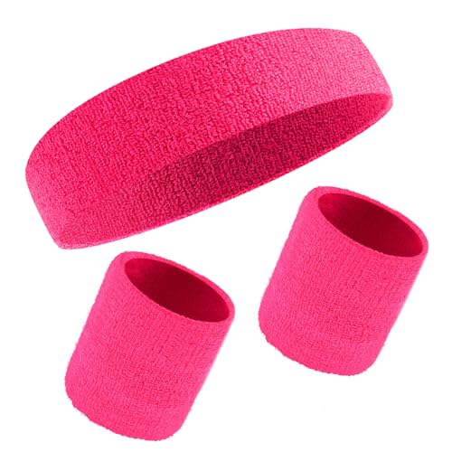 Schweißbänder Handgelenk Schweißbänder Stirnband Set Sport Wristbands Headbands 3 Stück,Sport Schweißband Armband Stirnbänder für Fußball Basketball Tennis Gymnastik (Rose) Schweißbänder Handgelenk Schweißbänder Stirnband Set Sport Wristbands Headbands 3 Stück,Sport Schweißband Armband Stirnbänder für Fußball Basketball Tennis Gymnastik (Rose)