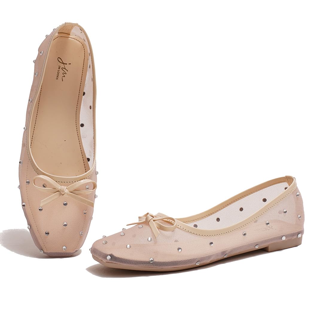 Elegant Mesh Rhinestone Studded Bellies | with Embellished Bow | Chic & Comfortable Slip-On Bellies for Girls & Womens-image-30