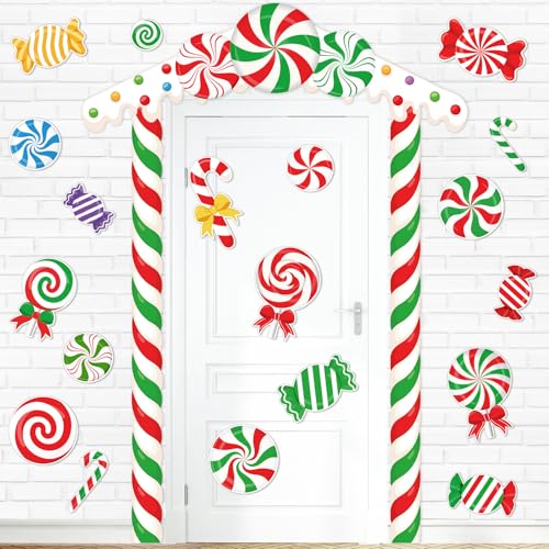 Image of Funrous Door Banner Party Decor Porch Banner Door Sign Set Photo Booth Props Backdrops for Birthday Baby Shower Outdoor Indoor House Porch Decorations(Red,Christmas)
