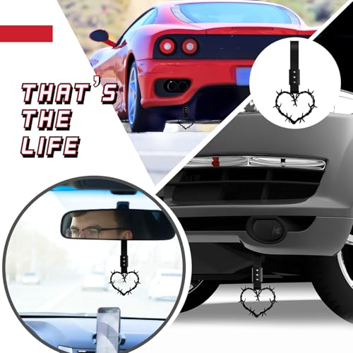 Image of 4 Pieces Heart Handle Keychains Car Accessory Heart Hand Strap Drift Charm for Car Interior Exterior Decoration(Black,Thorns)