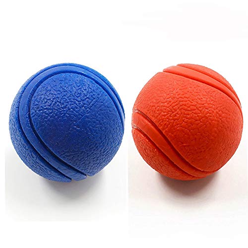 2 Pack YUSEN Tough Rubber Bouncy Tennis Ball, Floatable Retrieve Chew Toy Virtually Indestructible for Dogs Water Swimming Pool Play, Tennis Size, 2.6 Inch