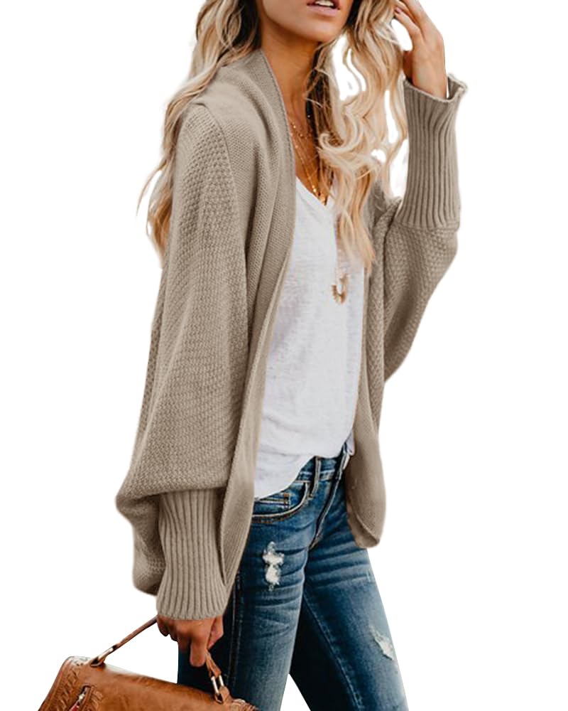Mafulus Women's Cardigan Sweaters Oversized Chunky Knit Kimono Slouchy Wrap Batwing Open Front Outwear Coat