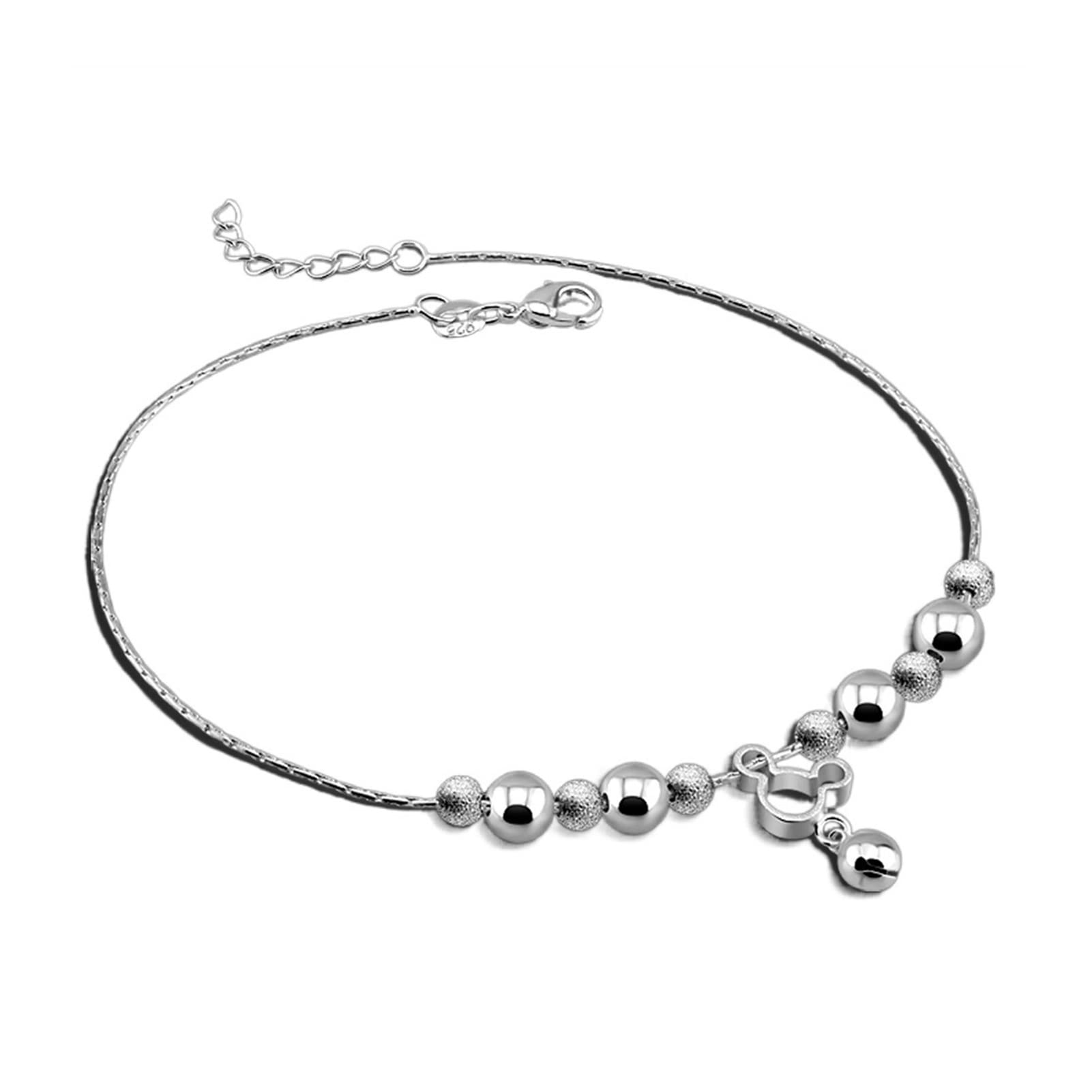 Fußkettchen/Fußkettchen Niedlicher Schmuck 925 Sterling Silber Fußkettchen Damen Fuß Sommer Strand Barfuß Sandalen Armband Knöchel am Bein Knöchelarmbänder