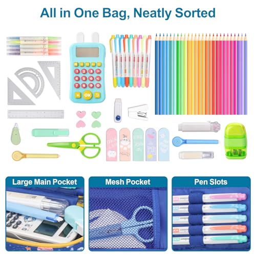 Image of Cute Kids Pencil Case - Boys Pen Pouch Large School Organizer | Pen Bag & Smooth Zipper, Multi-Slot Storage, Mesh Pocket, 900D Water Resistent, Giftable School Supplies, Space Astronauts