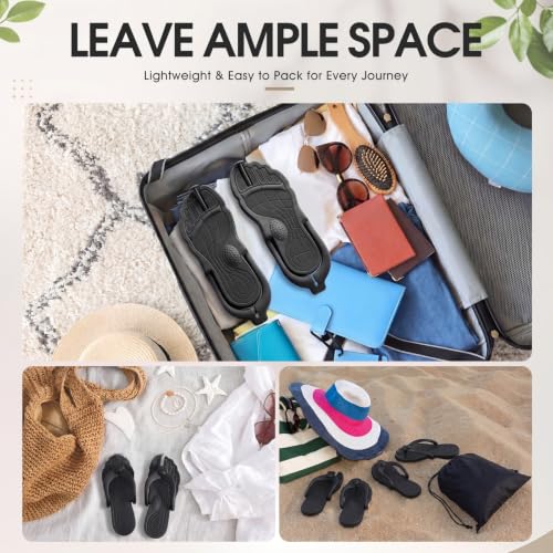 Image of Cuffbow 4 Pairs Foldable Flip Flops for Women Men Travel with 4 Pcs Bag Non Slip Quick Dry Lightweight Disposable Shower Shoes Slippers Thong Sandal Beach Bathroom Camping