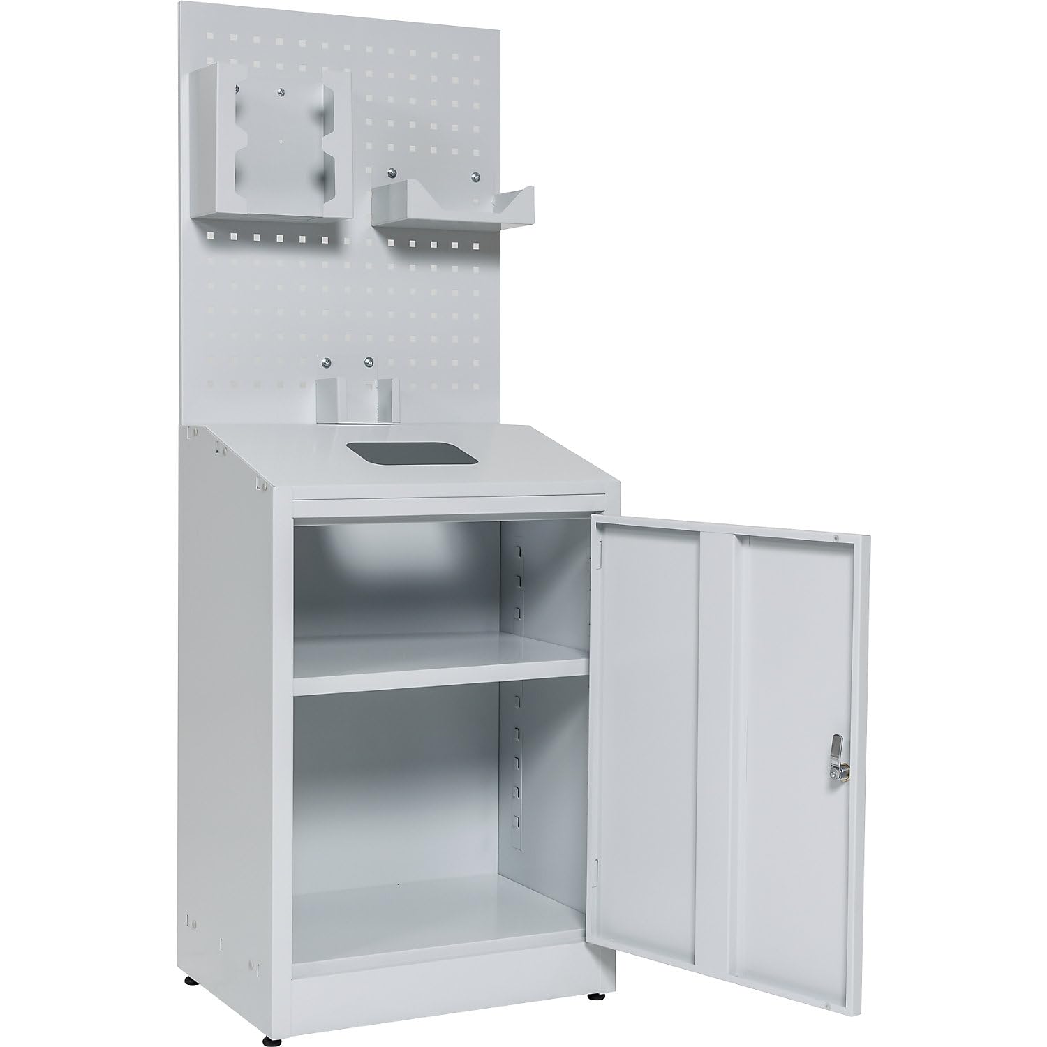 kaiserkraft | Hygienestation mit Lochwand | HxBxT 1480 x 550 x 400 mm | lichtgrau