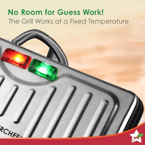 Image of Wonderchef Essenza Contact Grill | 400W | for Thick Sandwiches, Burgers, Patties | Dual-Side Heating | Non-Stick Grill Plates | Oil Collector Tray | LED Indicator | Compact Design | 1-Year Warranty