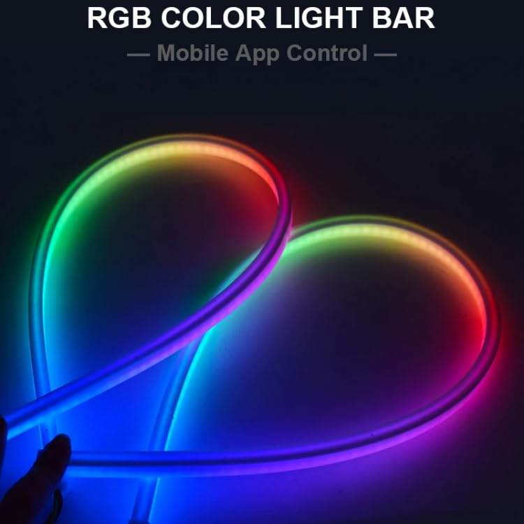 Image of CLOUDSALE 12V Colorful Daytime Running Light 60cm Remote APP Control Flexible Car Decorative DRL Turn Signal Light