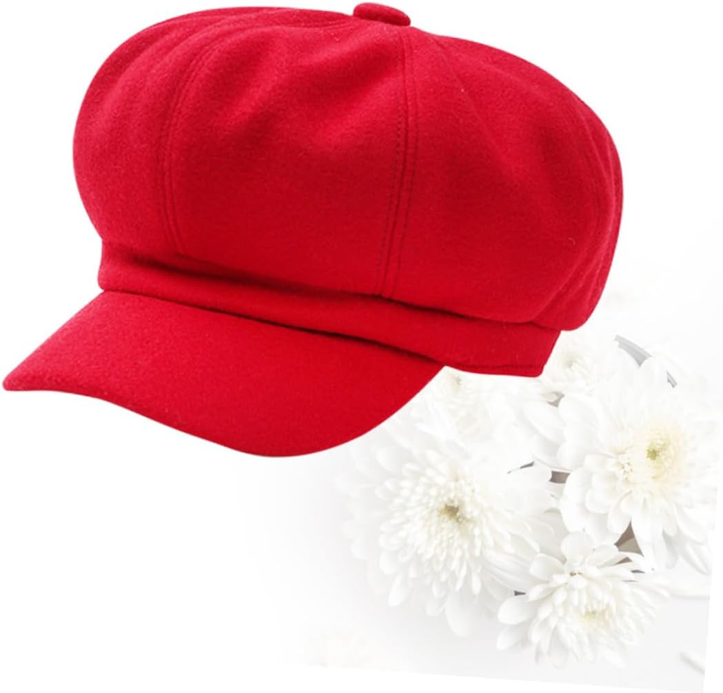 LIFKOME 3pcs Woolen Octagonal Beret for Women Stylish Red Peaked Hat Warm Autumn Accessory for Casual Outfits and Special Occasions