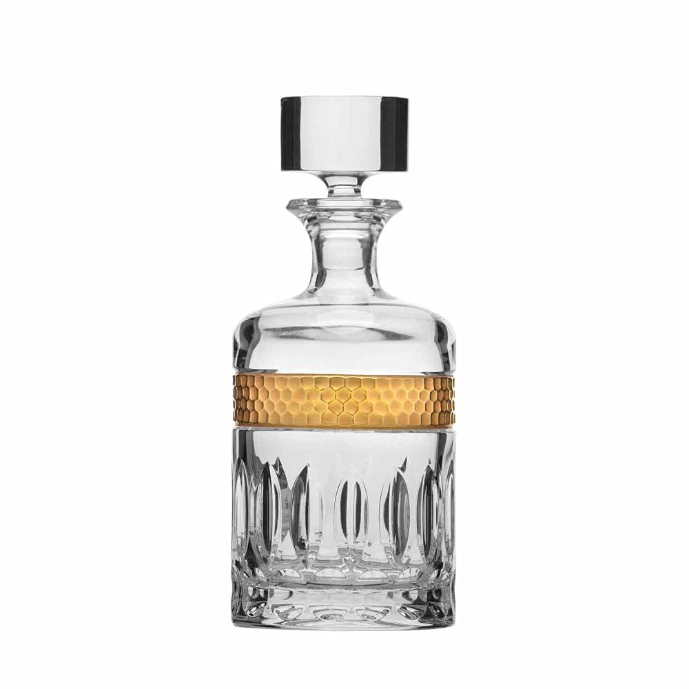 ARNSTADT KRISTALL Whiskykaraffe Bloom Gold (25 cm) Kristallglas mundgeblasen · von Hand geschliffen · Handmade in Germany · 24 Karat Goldrand