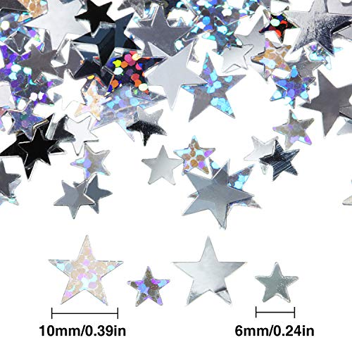 Image of Hestya Star Confetti Glitter Table Confetti Metallic Foil Stars for Christmas Party Wedding Festival Decorations(Silver Set,10mm and 6mm,60g)