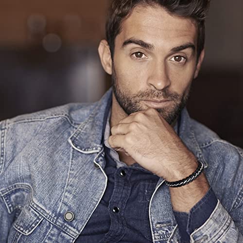 sailimue 5 pcs Black Leather Bracelets for Men Women Braided Leather Wristband Cuff Bracelets Set 7.5-8.5 inch3