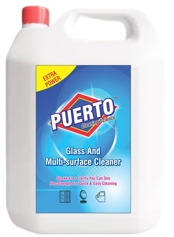 Image of Puerto 500 ml + 5 Ltr Refill Glass and Surface Cleaner Liquid Spray |Glass Cleaner for Car, Kitchen and Home Surfaces | Multi Surface Cleaner
