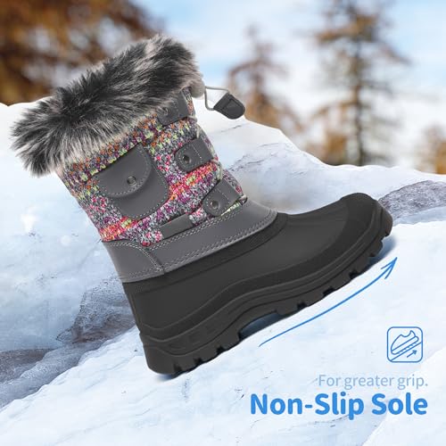 DREAM PAIRS Boys Girls Snow Boots Water-Resistant Outdoor Warm Cozy Anti-Slip Mid Calf Faux Fur Lining Insulated Winter Shoes for Little/Big Kids3