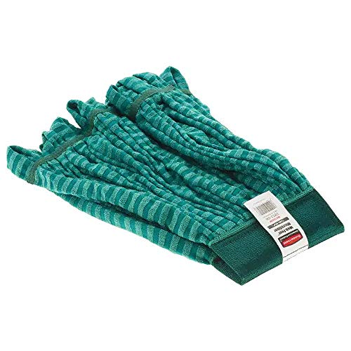 Image of Rubbermaid Commercial Products Web Foot Medium 20 Ounce Microfiber Tube Wet Mop 5 inch Headband Green for General Purpose Floor Cleaning Abrasive Cleaning and Heady-Duty Scrubbing