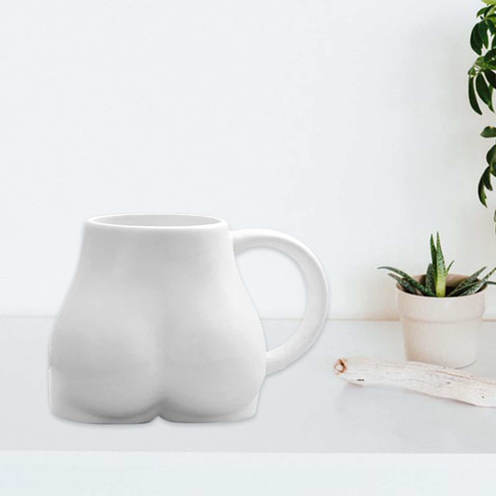 MagiDeal Lustige Kaffeetasse Große Tasse mit Henkel Po-Kaffeebecher aus Keramik Personalisierte Kaffeetasse mit Hintern-Gravur Geschenke für Freunden - Weiß