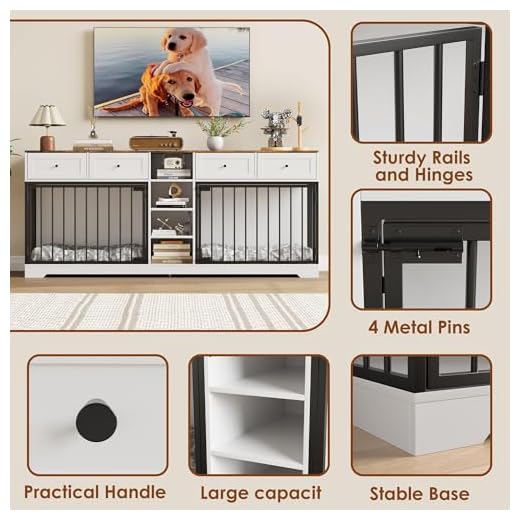 GarveeLife Double Dog Crate with Storage