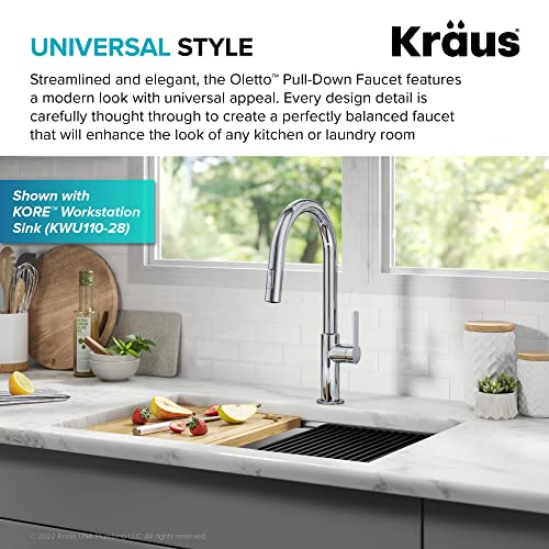 Image of KRAUS Oletto Single Handle Pull Down Kitchen Faucet in Chrome, KPF-2820CH