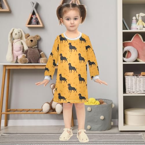 Girls Dresses Toddler Girl Clothes Dog Rottweiler Pattern Colorful Winter Casual Long Sleeve for Kids 2-8 Years2