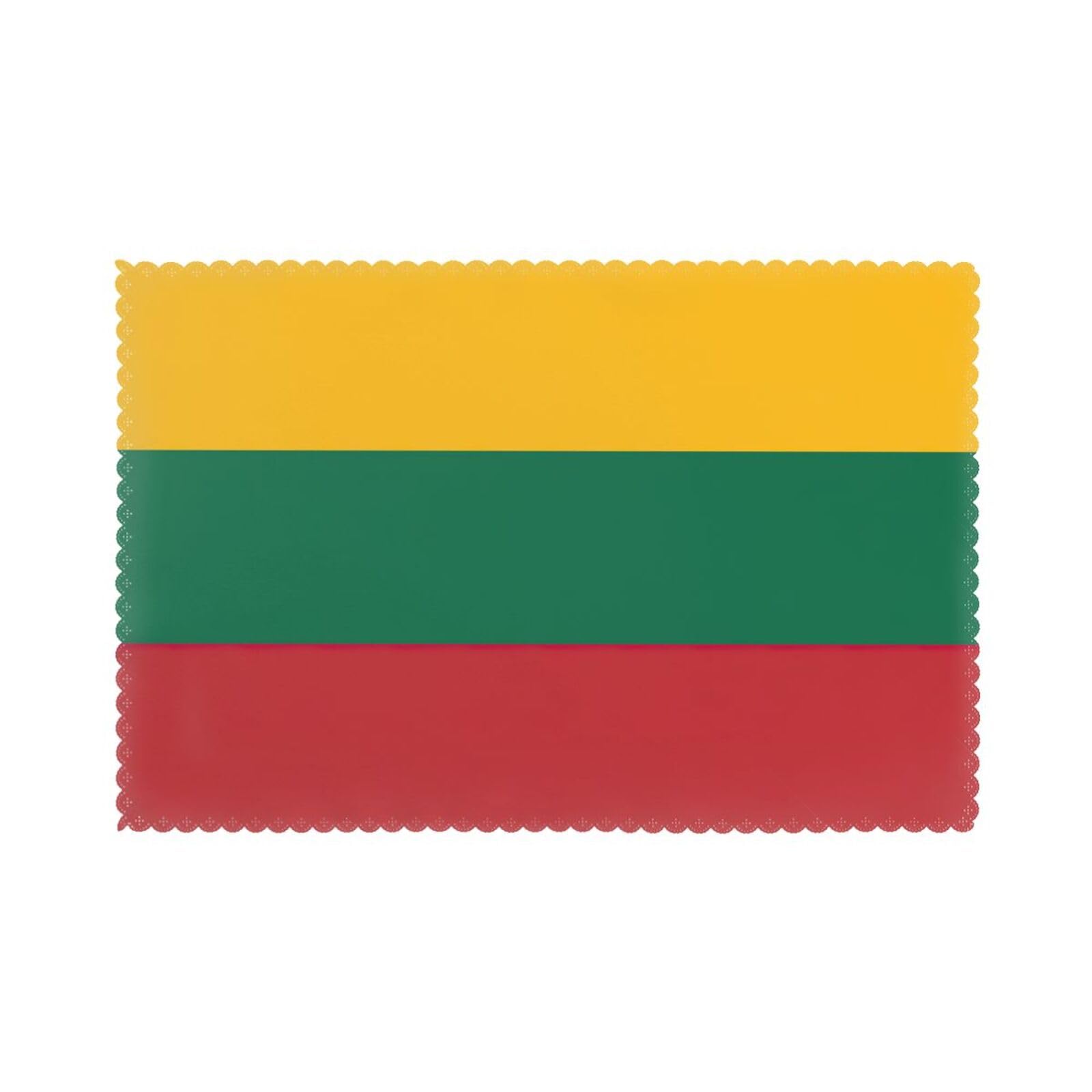 Flag of Lithuania Print Placemats for Dining Table Set of 6 12x18 Inch Table Mats for Party Kitchen Dining.