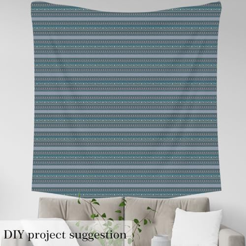 Homemissing Südwesten Polsterstoff für Stühle Geometrisch Streifen Linien Stoff Meterware 184x150cm Tribal Dekorative Wasserdichter Patchwork Stoffe Native Amerikanisch Design Blau Grün Stoffpaket