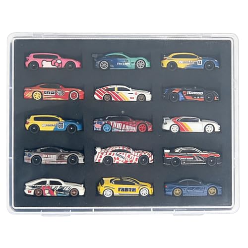 Image of HASTHIP 1: 64 Scale Model Car Storage Case for Hot Wheels with 15 Compartments Foam Insert Clear PP Storage Case with Lid Dustproof Organizer Box Diecast Model Car Display Organizer & Collection