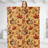 Cute Squirrel Throw Blanket - Soft Plush, Lightweight, Warm, Fuzzy Flannel Blanket for Couch, Sofa, Travel, Outdoor - Perfect Comfy Gift for All 50in×60in