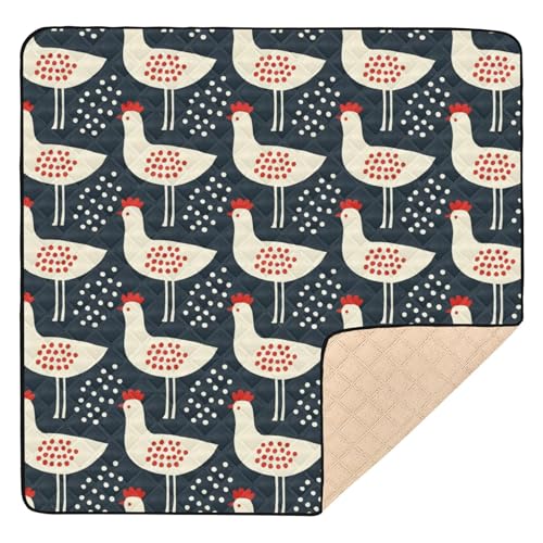 Kigai Chickens Baby Play Mat for Floor and Playpen 50x50 inch Non-Slip Baby Activity Playmat Waterproof Foldable Crawling Mat for Infants Toddlers