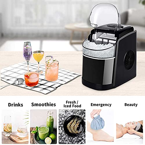 Fabricadora de hielo de sobremesa, automática, compacta, con función de limpieza automática, produce cubos de hielo en 6 minutos, 15 kg por día miniatura 4