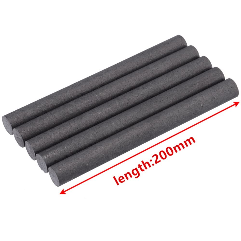 Électrodes cylindriques en graphite-carbone, 5 pièces de 200 mm, électrodes conductrices pures à 99,99%(8mm)