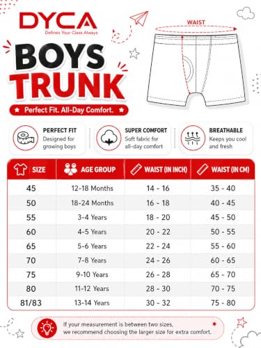 Image of DYCA by Bodycare Boys Cotton Trunks, Soft & Breathable, Pack of 6, Print & Colour May Vary