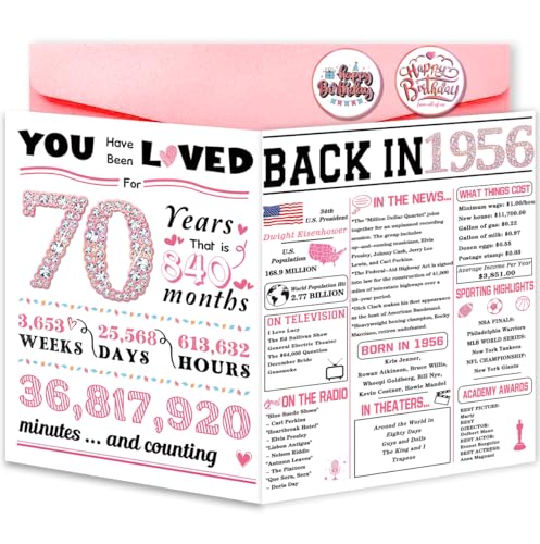 ATTLVV 70th Birthday Card,70th Birthday Gifts for Women,Best 70th Birthday Decorations for Mom Grandma,Happy Birthday Cards for 70 Year Old Couple,70 Birthday Gift Ideas