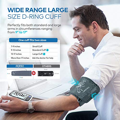 Image of Blood Pressure Machine Upper Arm, 9-17 Inches Cuff Fits from Medium to Large Arms, Accurate Automatic Digital BP Kit Home Use, BP Monitor 2-User Mode, 4 AAA Alkaline Batteries Included