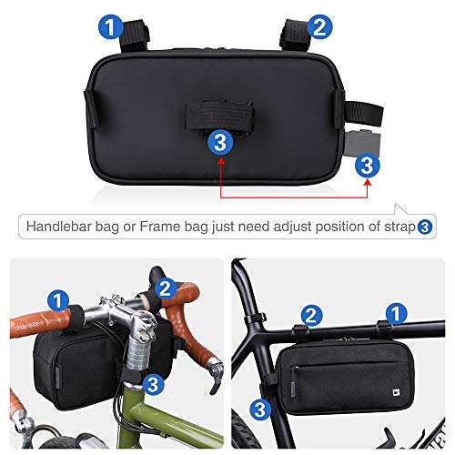Rhinowalk X21921-BLACK Bike Handlebar Bag, Multifunctional Waterproof Mountain Bike Crossbar Front Bag Road Bike Basket Bicycle Frame Bag Waist Shoulder Bag Bicycle Bag Professional Cycling Accessories thumb #4