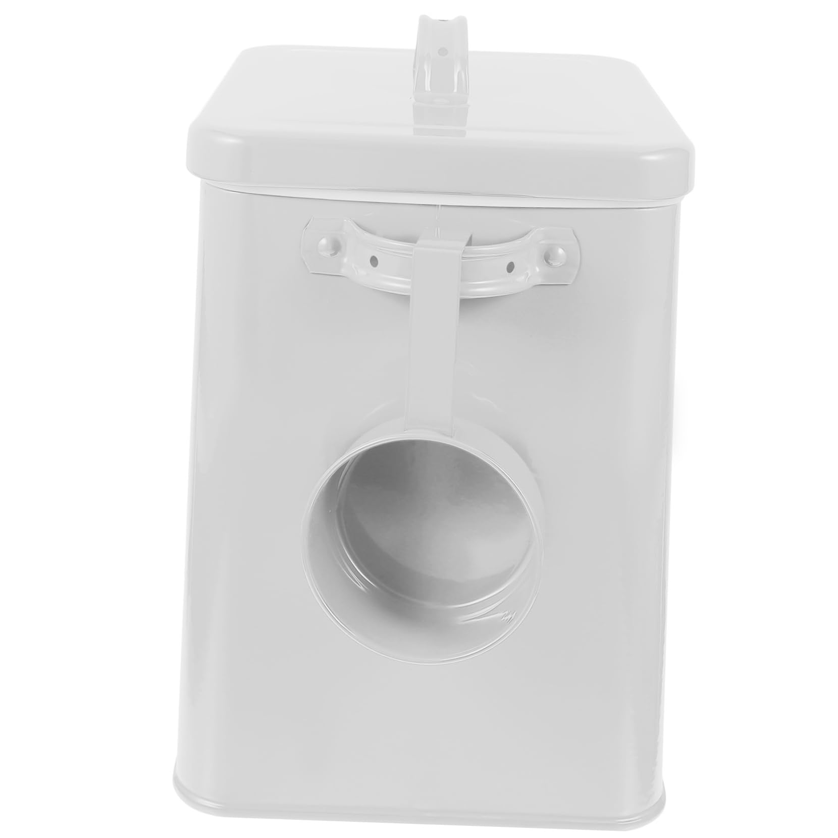 GLEAVI Box Storage Bucket Organizers Canisters Pet Food Storage Tin Bin Shaped Small Food Tin Food Container with Lids Dog Food Container Pantry Organiser Treat Iron White