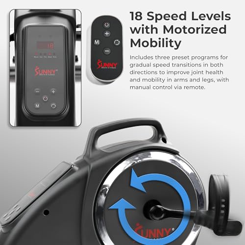 Image of Sunny Health & Fitness Smart Motorized 2-in-1 Pedal Exerciser, Indoor Compact Under-Desk Mini Bike for Low-Impact Cardio Workout and Physical Therapy, Free SunnyFit Training App Connection