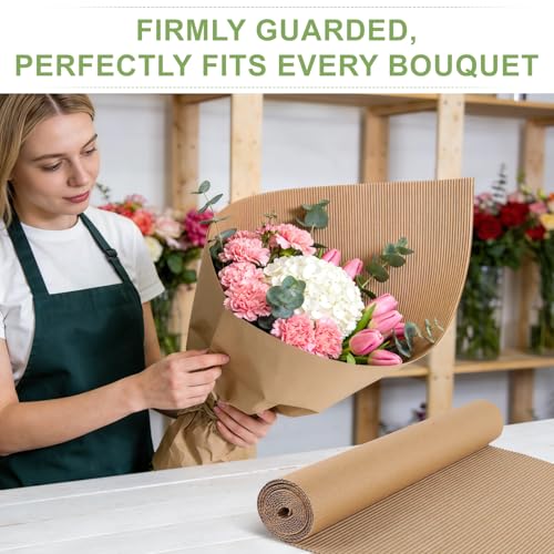 Image of Corrugated Cardboard Roll,196 x 17 Inches Corrugated Paper,Single Face Thick Cardboard Roll for DIY,Crafts,Gift Packaging,Moving,Shipping,Mailing,Modeling and Packaging Pads(Brown)