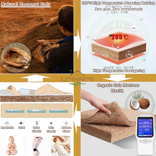 Firm Coconut Coir Mattress Topper for Back Pain Relief Supportive Floor Mattress Pad White 2-B Full Size 9cm Thickness - Comfortable & Sleep Solution – Bild 5