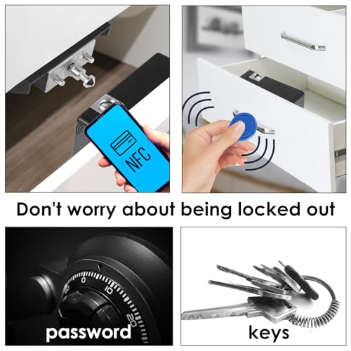 Electric Cabinet Lock Smart Hidden Drawer Lock with RFID Card NFC Child Safety Cupboard Door Locks Invisible DIY RFID Locks for Home Office Furniture Drawer Cabinet Cupboard - Image 5