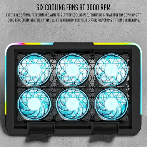 Lapster Chillpro Frost Laptop Cooling Pad with 6 Cooling Fans, 5-Level Angle & Height Adjustable, RGB Light Modes, Mobile Stand, USB Powered, for... - Image 4