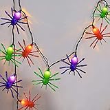 Halloween Spider String Lights Outdoor, 8.5FT Hanging Halloween String Lights with 10 LED Multicolor Spider Lights UL Listed for Outdoor Party Stair Bar House Garden Yard Decorations- Black Wire